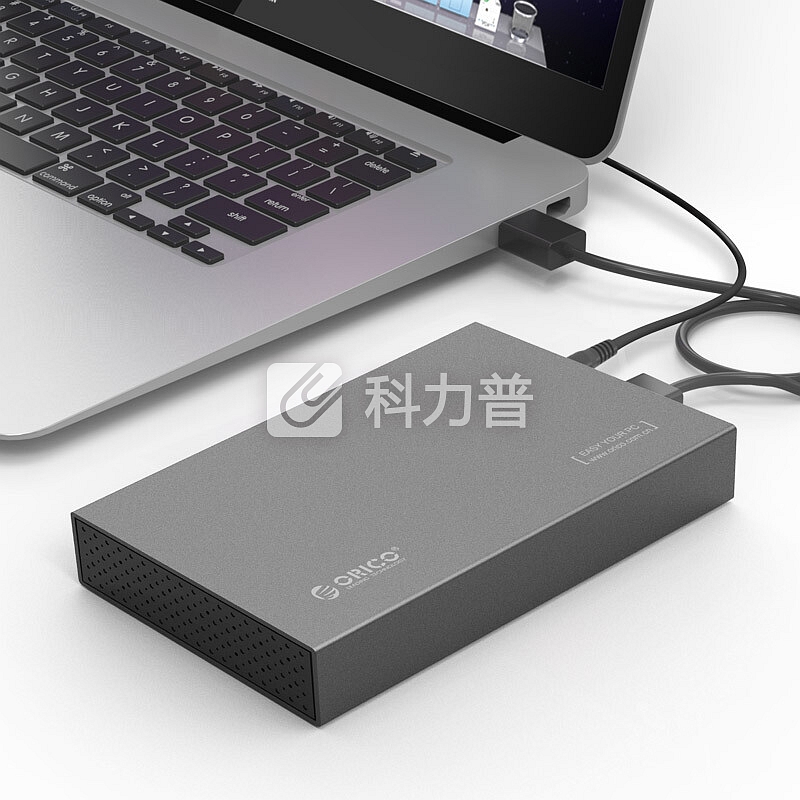 奥睿科(ORICO)移动硬盘盒3.5英寸Type-C SATA串口笔记本台式机硬盘外置盒子 全铝带电源 灰色3518C3