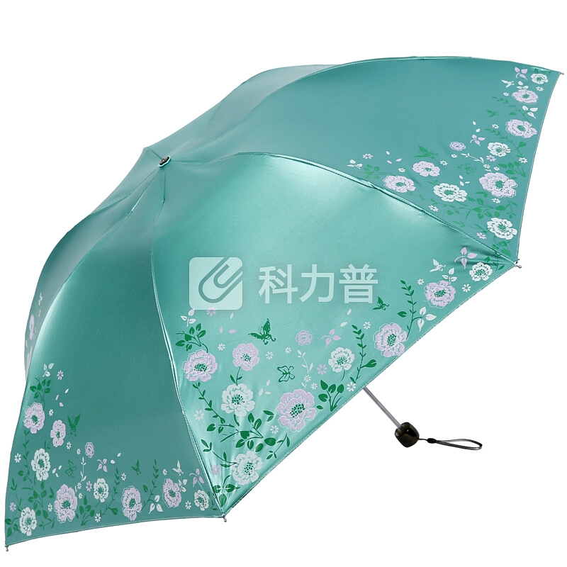天堂 天堂伞 雪月风花黒涤彩胶三折铅笔伞太阳伞晴雨伞307E浅湖绿