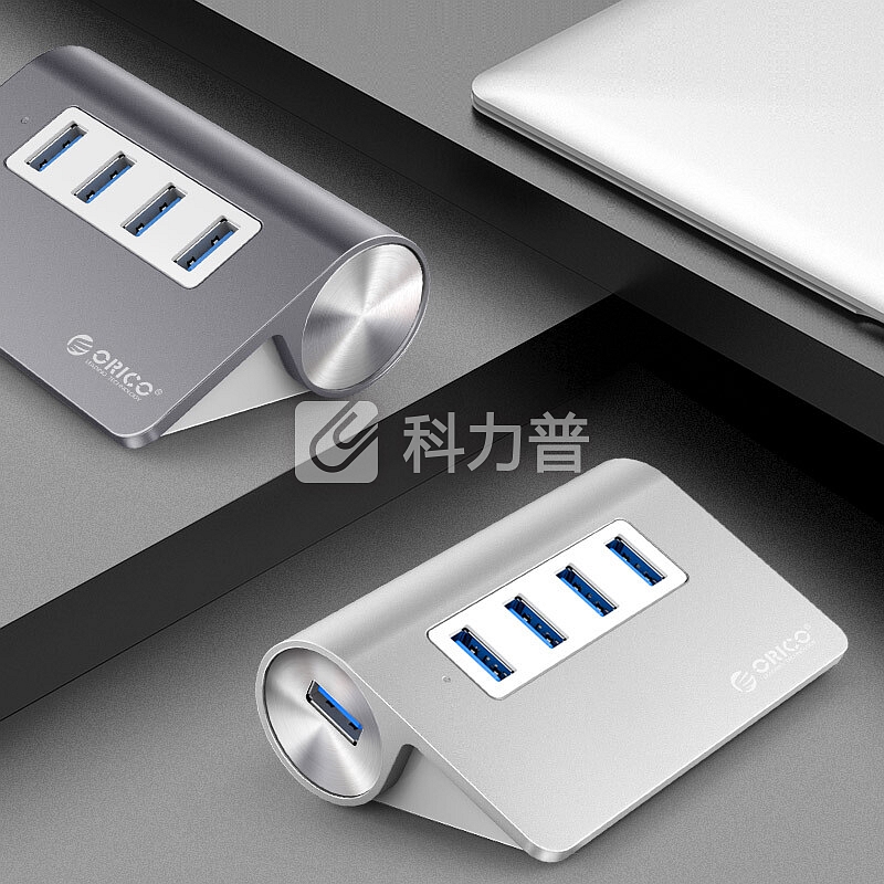 奥睿科(ORICO)USB分线器3.0高速扩展HUB集线器 台式笔记本电脑一拖四多接口转换器 全铝银M3H4