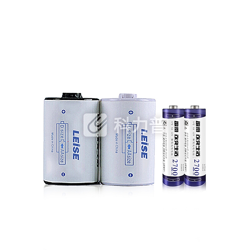 雷摄(LEISE)806 1号电池转换器套装(配2节1号转换器+2节5号2700毫安充电电池)燃气灶/热水器专用