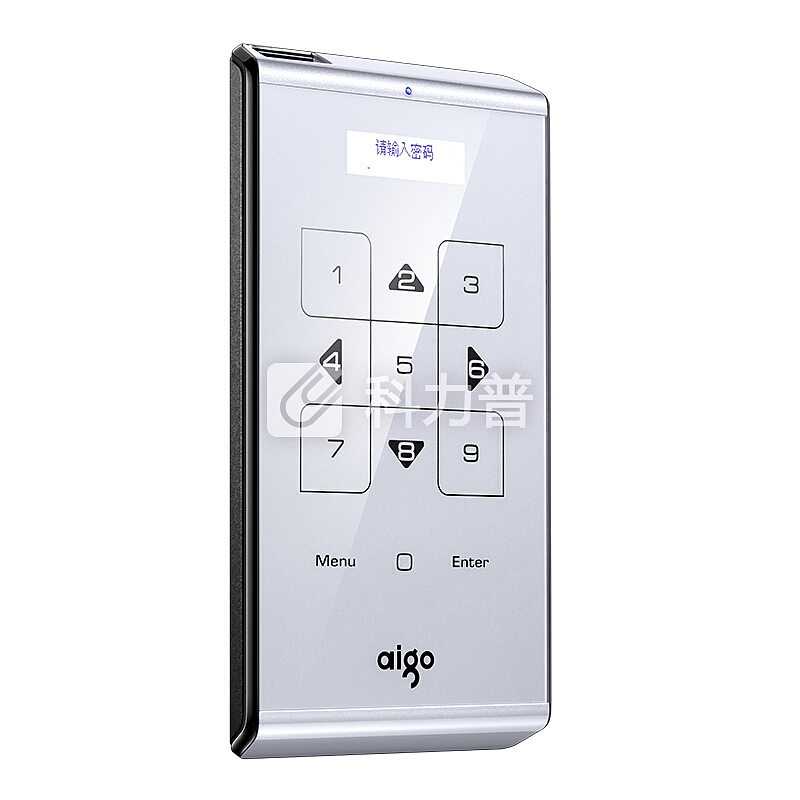 爱国者(aigo)1TB USB3.0 移动硬盘 M21 银色 触控式 自动休眠上锁 加密移动硬盘