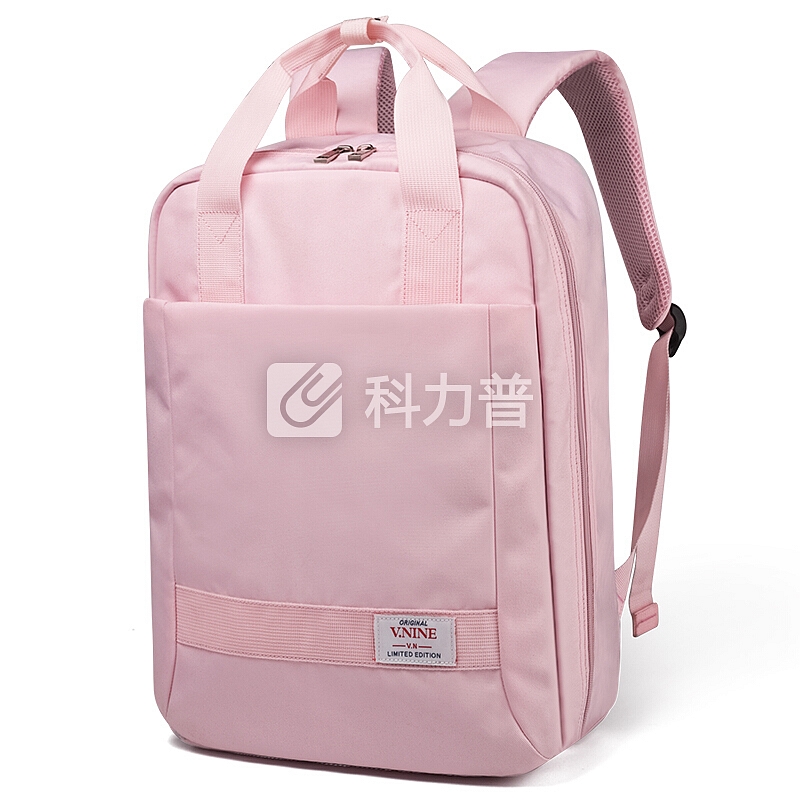 第九城(V.NINE) 双肩包女士电脑包13/14/15.6英寸商务休闲大容量旅行背包防水书包 VD7BV33913J 粉色