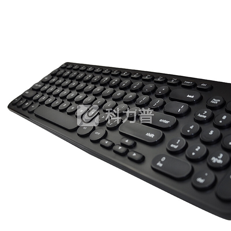 富德 ik6630无线静音键盘鼠标套装 家用台式电脑办公笔记本通用 复古圆形键帽 超薄巧克力键鼠套装 黑色