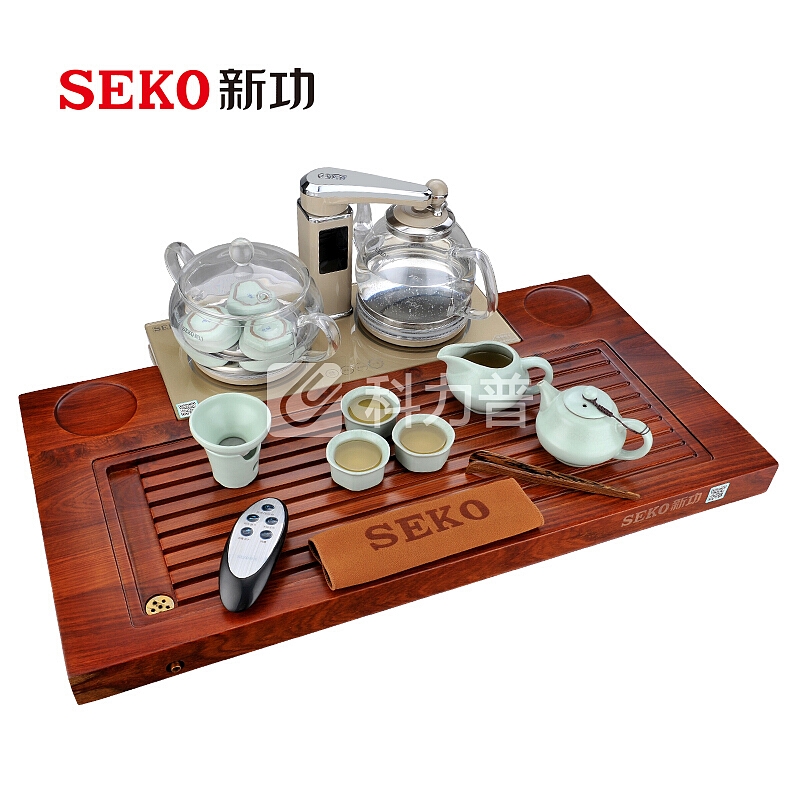 新功 SEKO 新功（SEKO）智能茶具花梨木茶盘四合一茶具套装整块实木功夫茶具 F176配F101