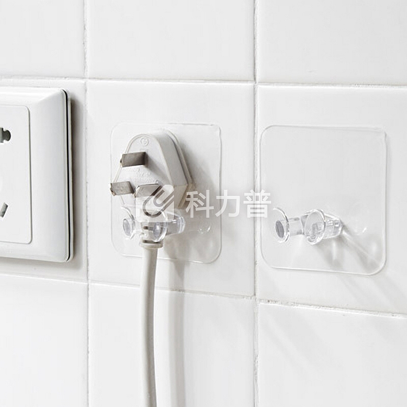 HOUYA HOUYA好雅 10只装 塑料插头挂钩 透明电源挂勾 粘胶收纳 厨房卫生间浴室 免钉粘钩电线插头粘贴支架挂钩