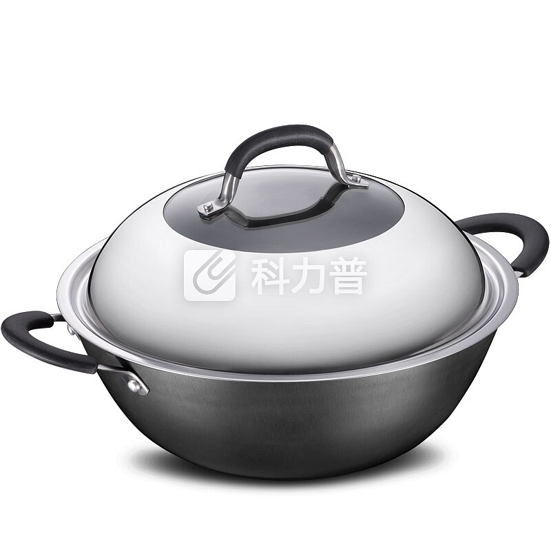 爱仕达 34CM无涂层硬铸不生锈炒锅CF34D1WG 铁锅炖锅蒸锅电磁炉明火通用 带蒸篦