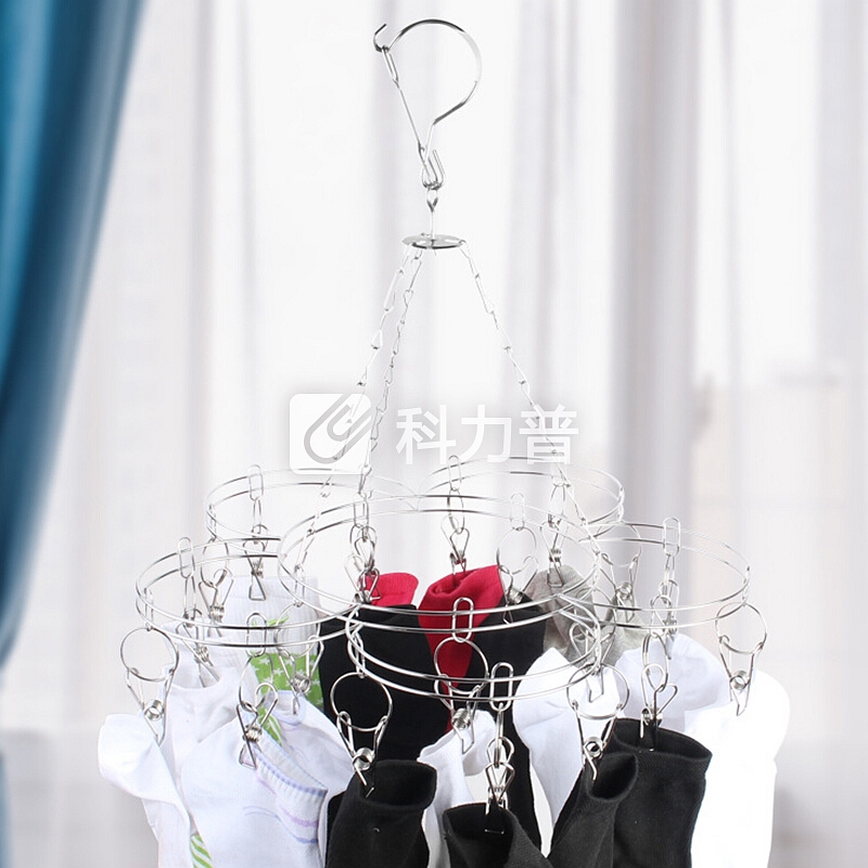 乐荔 衣架 20夹子不锈钢晾衣架子多功能袜子晾晒架 梅花形