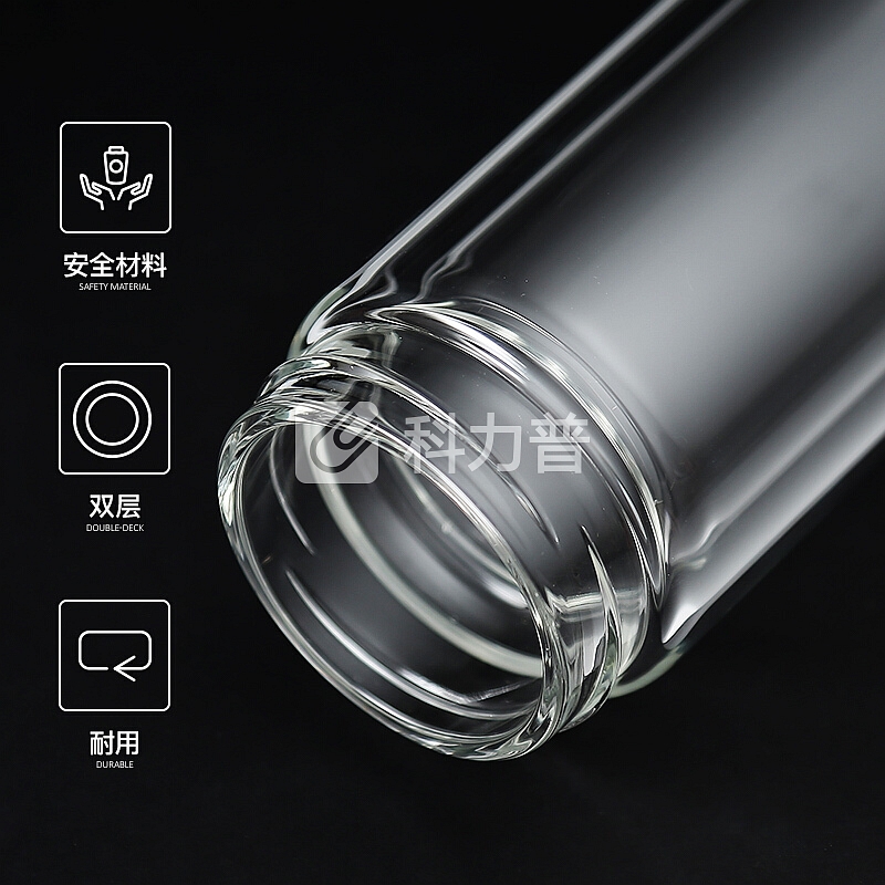 哈尔斯双层玻璃杯 茶水分离杯商务车载杯子男办公室泡茶杯过滤水杯 经典320ml 雅黑