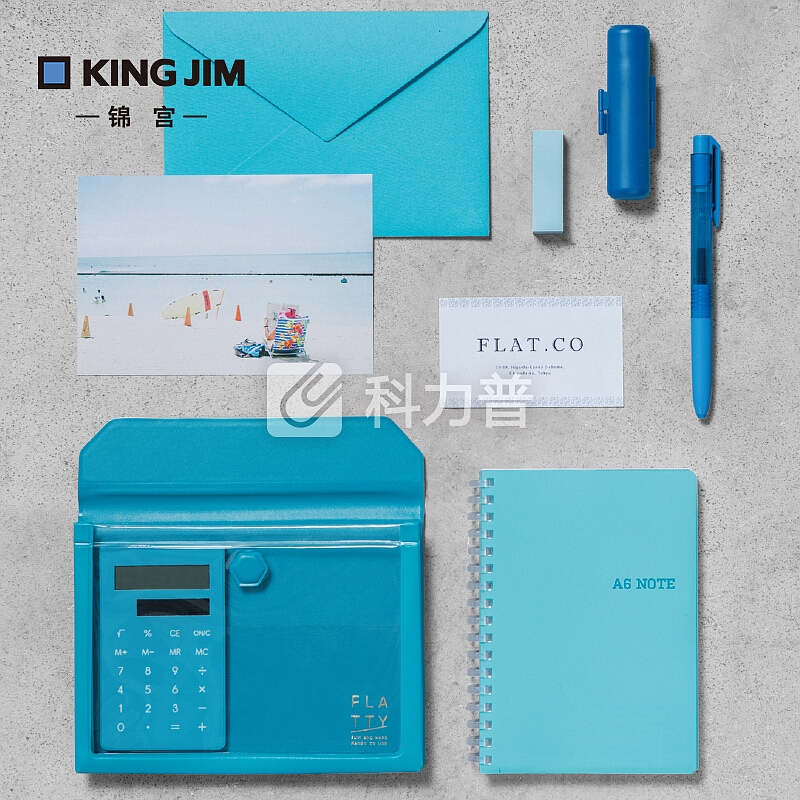 日本锦宫(King Jim)A4透明文件袋磁扣资料袋商务办公学生档案袋收纳袋蓝色