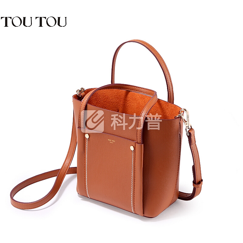 toutou TOUTOU2019春夏新款韩版简约百搭单肩大包手提托特包大容量女士包包3978焦糖色