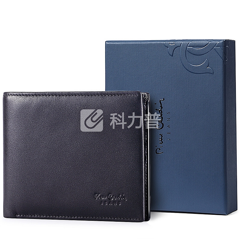 皮尔卡丹(pierre cardin)钱包男士新款短款头层牛皮钱夹欧美商务潮礼盒 JFA509291A黑色