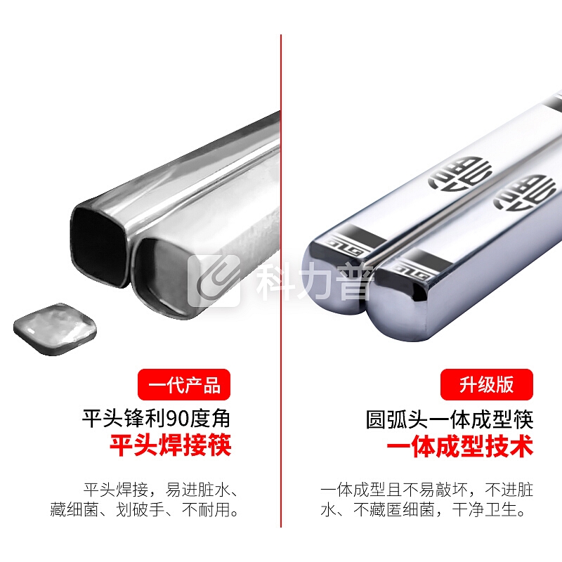 唐宗筷 唐宗筷 304不锈钢筷子 防滑 防烫 耐摔10双装 圆头聚福款不锈钢筷 23.5cm c6337