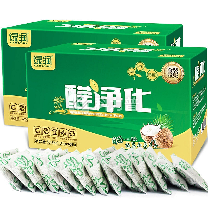 绿润 室内装修安全卫士活性炭汽车除味6000g*2家具醛净化 去除甲醛清除剂竹炭