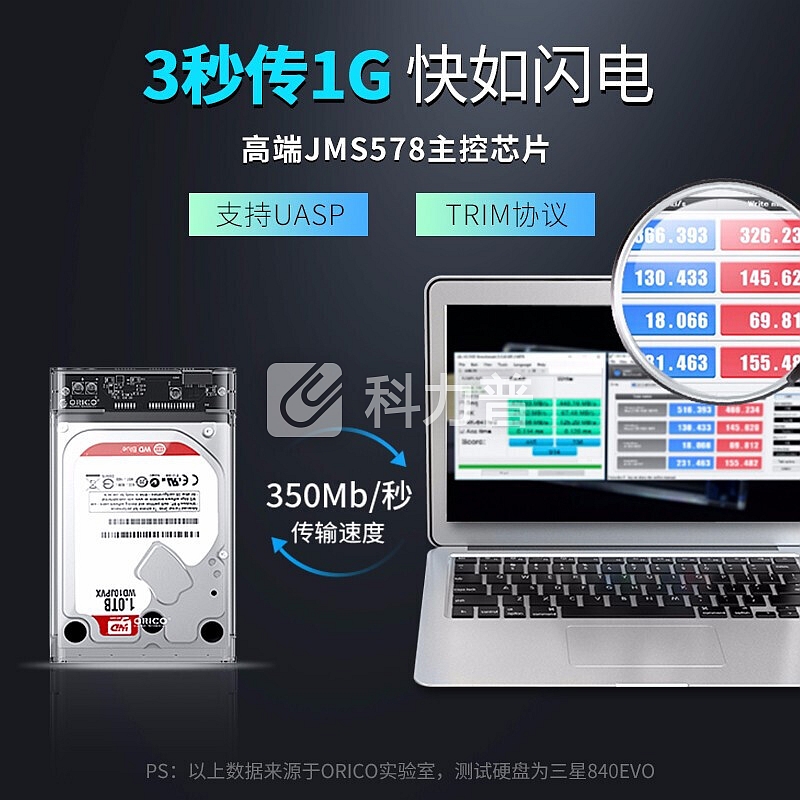 奥睿科(ORICO)移动硬盘盒2.5英寸USB3.0 SATA串口笔记本硬盘外置壳固态机械ssd硬盘盒子 全透明2139U3