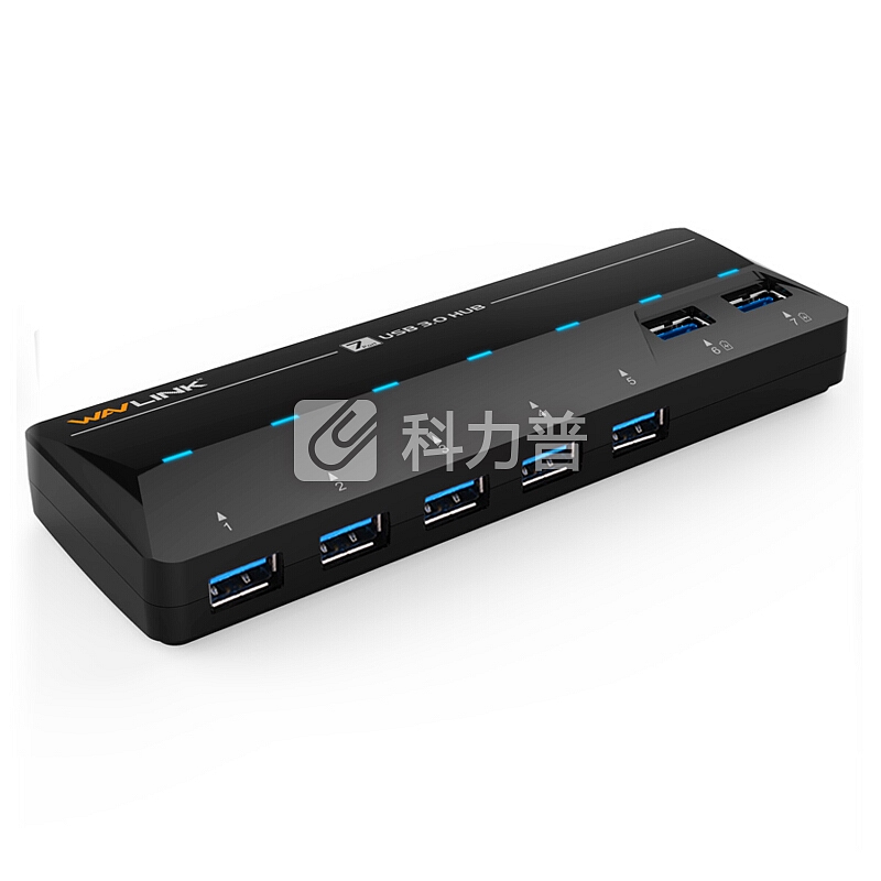 睿因(Wavlink)WL-UH3073D USB3.0分线器 带电源 7口HUB集线器 高速扩展一拖七