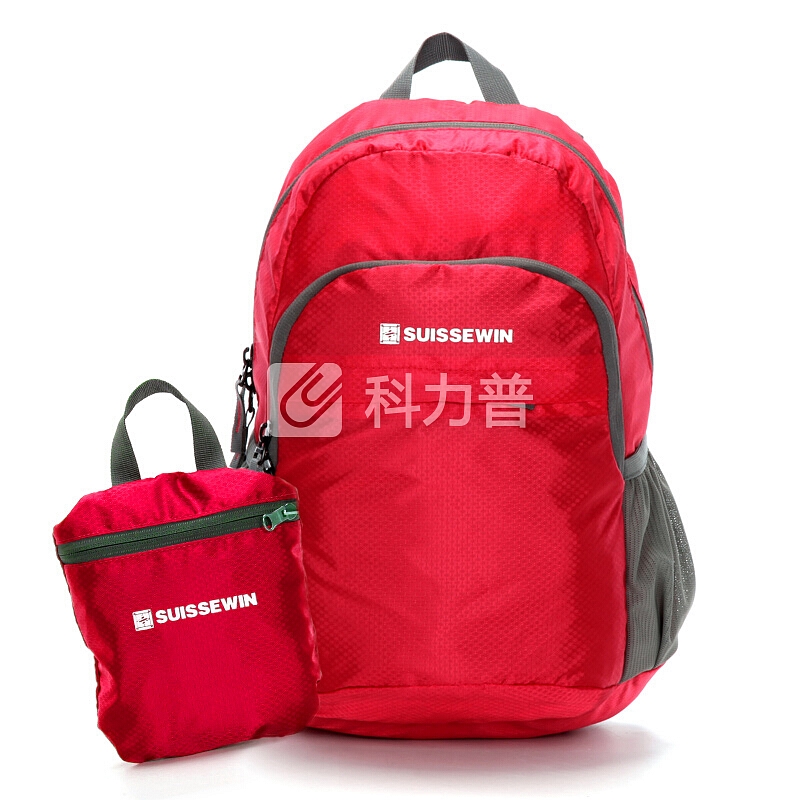 瑞世(SUISSEWIN)休闲包 户外运动旅行包超薄轻便双肩包可折叠收纳包 SNK2308红色