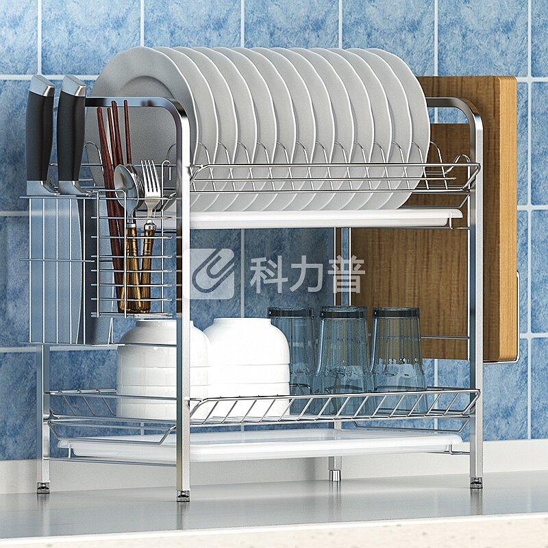 艾心依然 SUS304不锈钢双层碗碟架跑量款 (带砧板架、筷子架、插刀位)