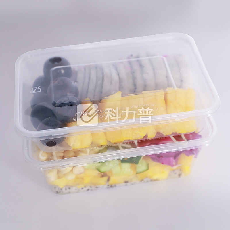 特美居 一次性饭盒长方形透明塑料快餐盒20只装500ml带盖外卖打包盒水果盒子便当餐具 TMJ-796