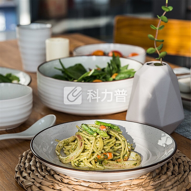 IJARL 亿嘉创意北欧式简约碗筷盘碟结婚送礼厨房个性陶瓷餐具套装礼盒 韦斯顿 42件套 白