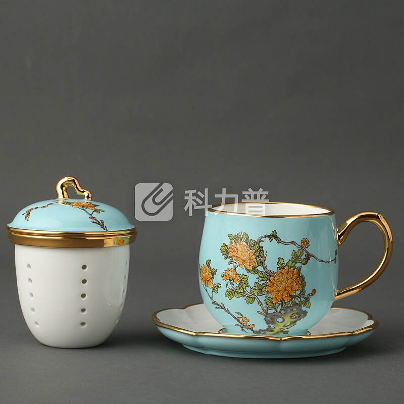 国瓷永丰源 auratic 夫人瓷陶瓷茶杯咖啡杯水杯子带盖过滤泡茶办公会议杯具对杯
