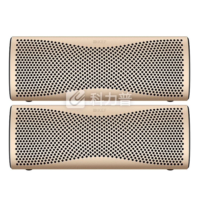 KEF MUO 迷你蓝牙音箱礼品套装 淡金色一对 赠立体连声线 无线蓝牙 便携式扬声器 高解析 同轴共点音响/音箱