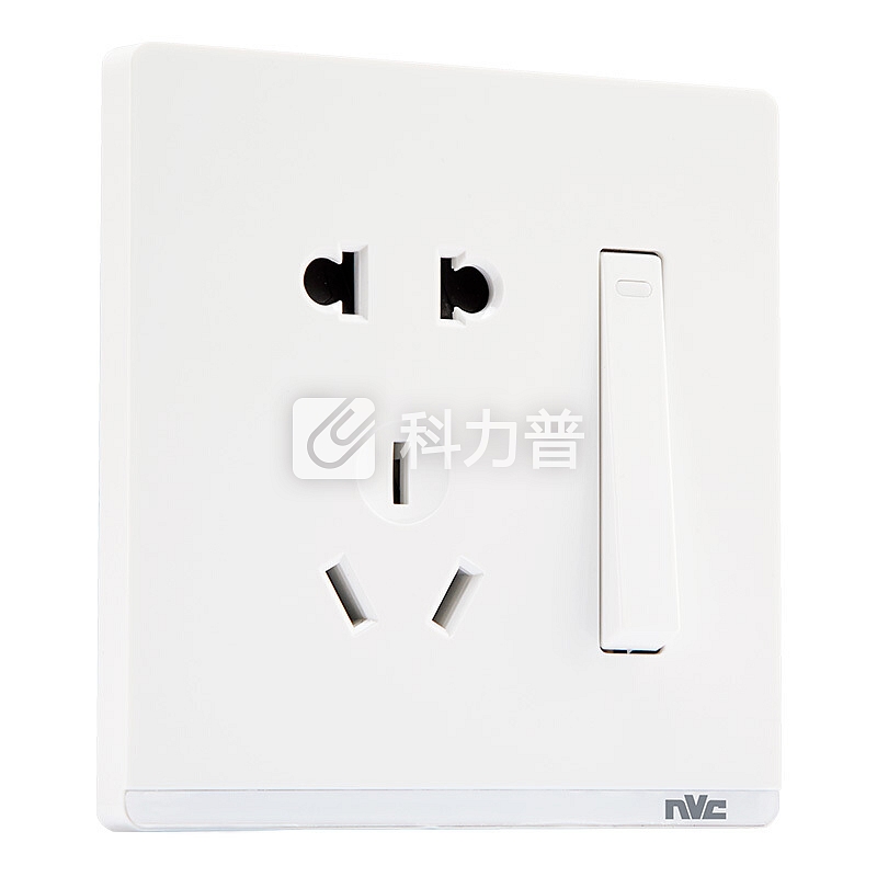 雷士(NVC) 开关插座面板 典雅白系列 一位单开双控五孔 带荧光86型床头开关插座 无边框大翘板面板白色