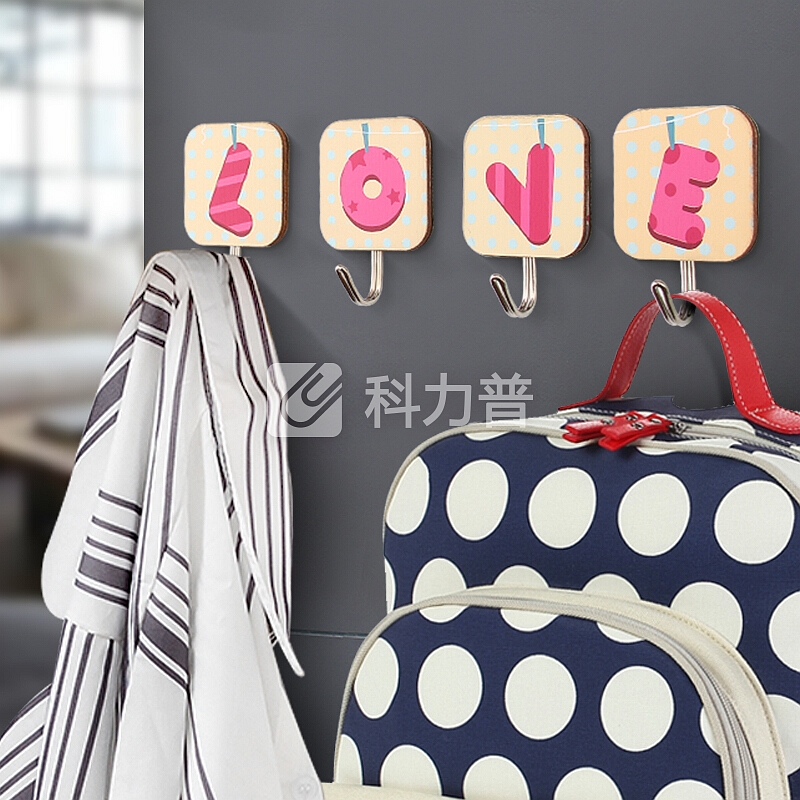 顺美 挂钩 木质挂钩挂钩帖 强力 浴室厨房卫生间无痕铁钩挂钩 LOVE套装 SM-1995