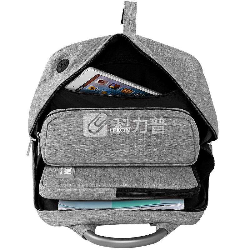 法国乐上(LEXON) 双肩包笔记本包电脑包 时尚内胆包电脑背包14/15英寸 电脑保护套洗漱包旅行三件套 浅灰色