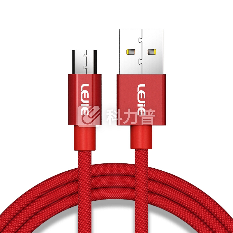 乐接LEJIE Micro USB安卓数据线/充电线短线 0.25米 红色 适用小米红米/华为荣耀/魅族魅蓝 LUMC-1025H