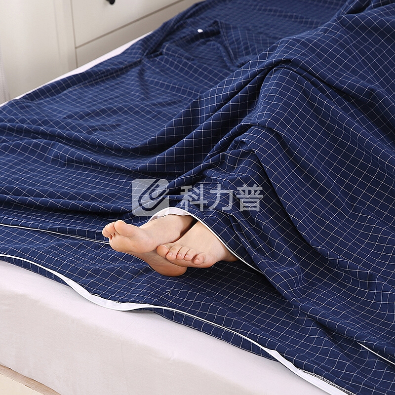 欣沁 纯棉旅行隔脏睡袋旅行用品色织水洗棉旅游轻便携式酒店宾馆床单 1.8*2.1m 藏青小格