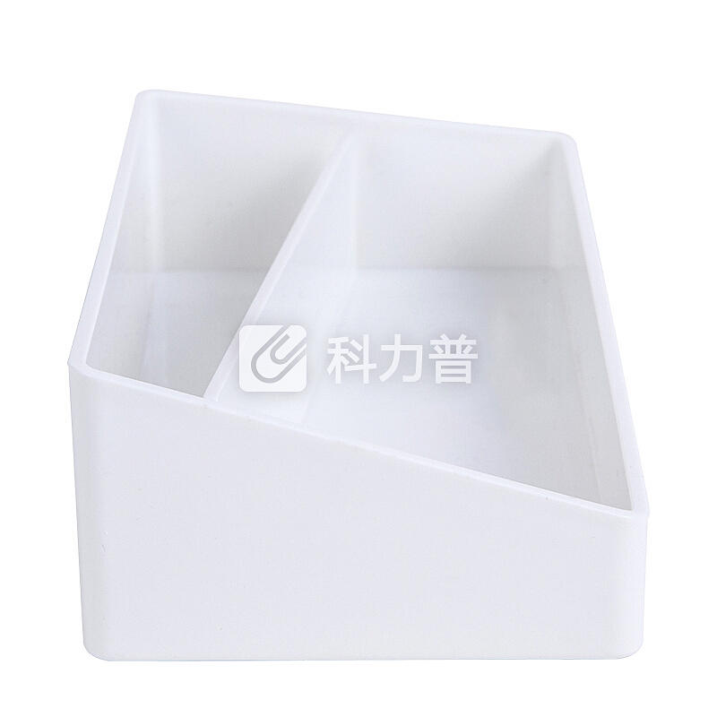 得力(deli)乐素时尚2格桌面收纳盒 多功能笔筒小物件收纳 白色8910