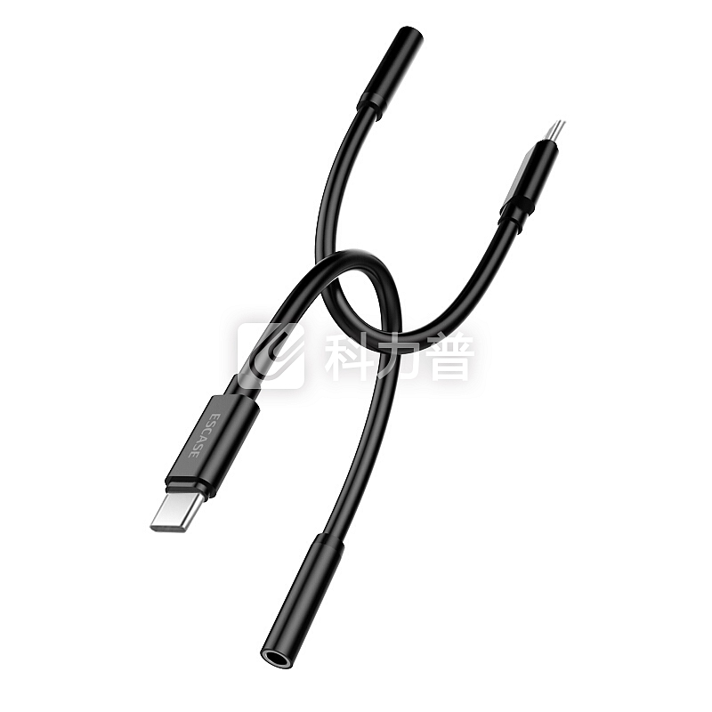 ESCASE Type-C耳机转接头3.5mm耳机音频线快充手机通话听歌二合一转换器小米8/8SE/华为P20Pro手机线 钢琴黑
