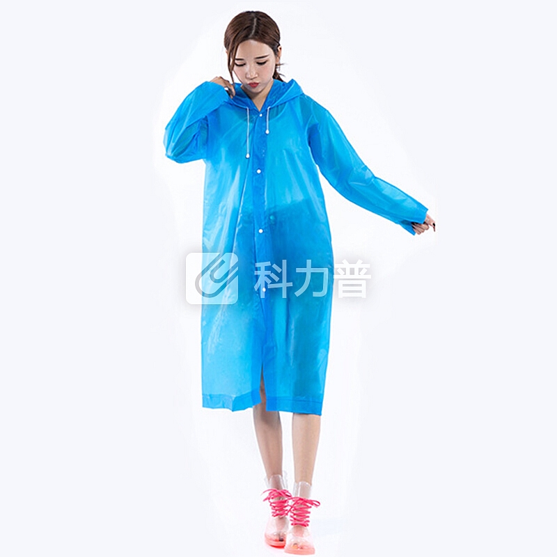班哲尼 EVA长款带帽雨衣雨具 半透明磨砂雨披户外登山旅行非一次性雨披男女雨具可重复使用 蓝色 3个装