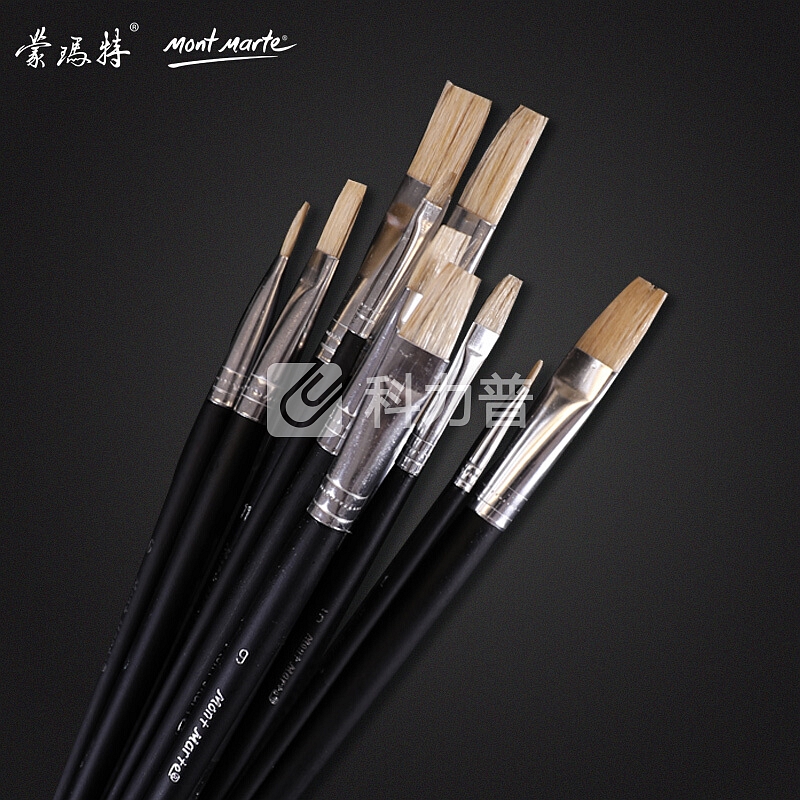澳洲蒙玛特 Mont Marte 12支装水粉丙烯颜料猪鬃扁峰画笔 BMSS0002