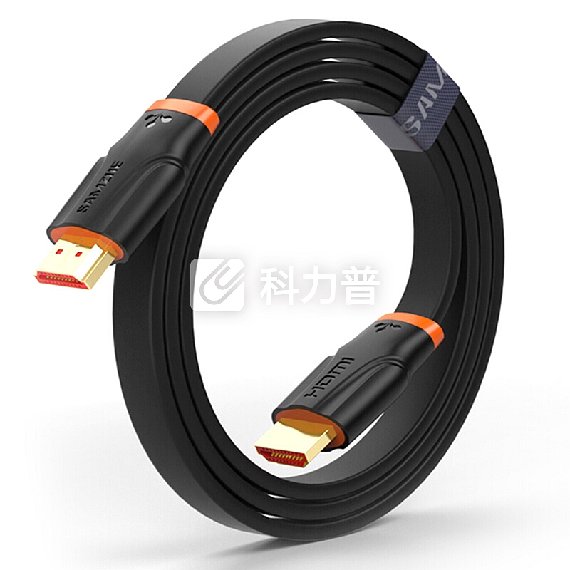 山泽(SAMZHE) HDMI2.0版2K*4K数字高清线 橙黑1.5米扁平线 电脑电视机机顶盒投影仪连接柔软线 SM-CB15