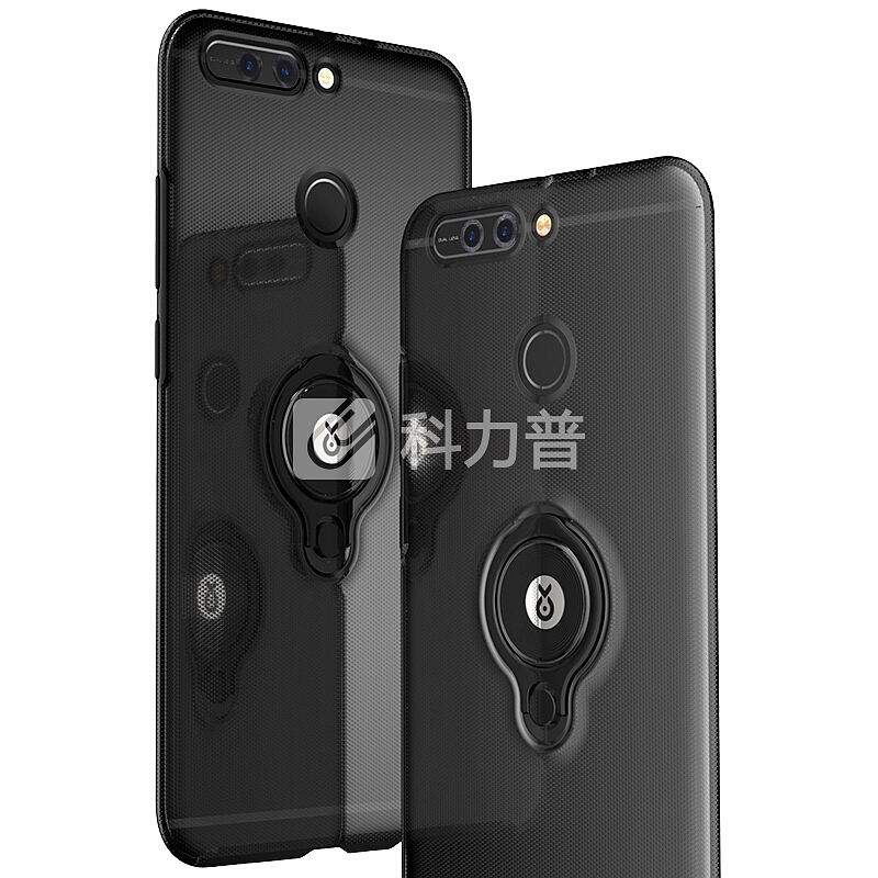 毕亚兹 华为荣耀V9手机壳/保护套 全包防摔指环扣支架男女磨砂壳 王者系列 JK212-透明
