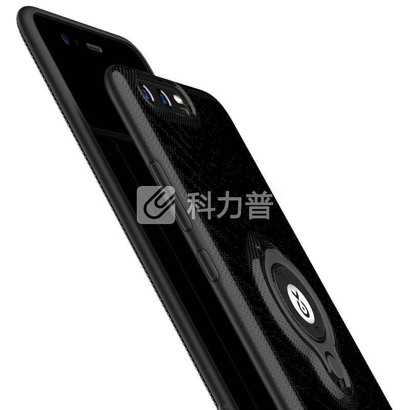 毕亚兹 华为P10手机壳/保护套 全包防摔指环扣支架男女磨砂壳 王者系列 JK233-黑色