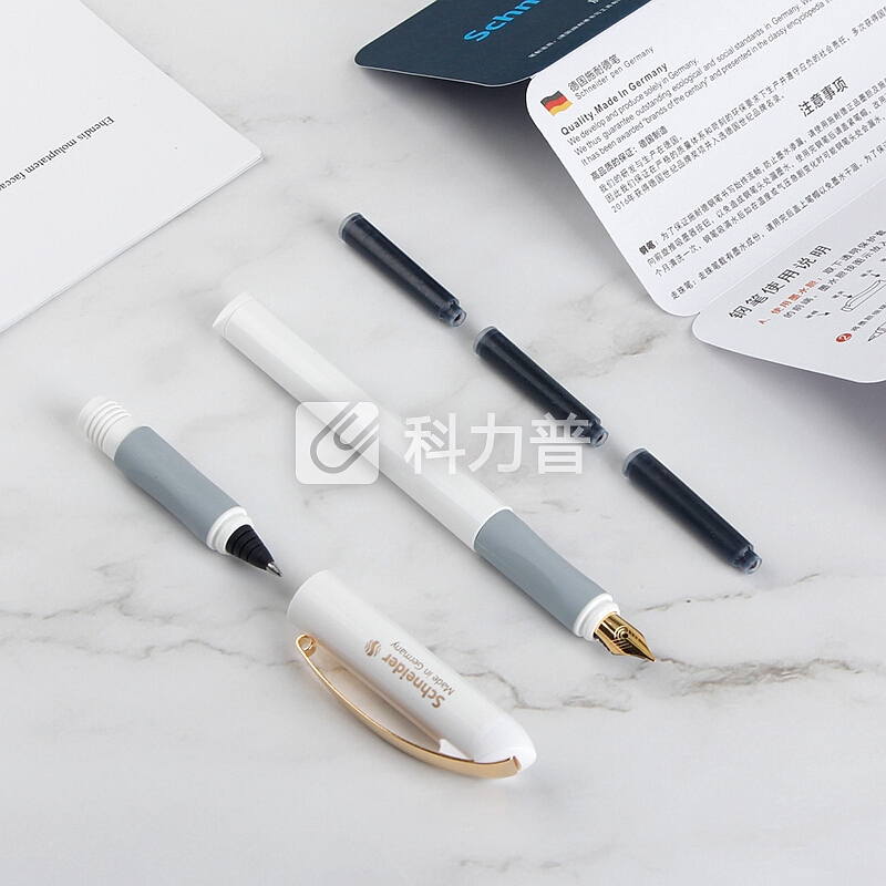 施耐德(Schneider)钢笔德国进口签字笔宝珠笔双笔头套装一笔两用商务礼盒装金色年华白色