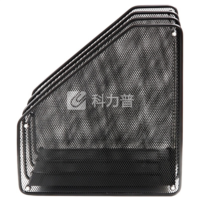 得力 deli 得力(deli) 9197 金属网材三联杂志盒 A4三栏文件座 黑色