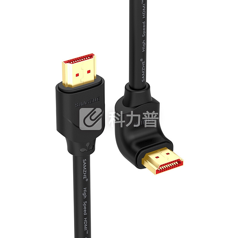 山泽(SAMZHE)HDMI线4K 3D数字高清线2.0版 90度弯头接口大边朝上 电脑连接电视投影仪显示器1米黑10CS11