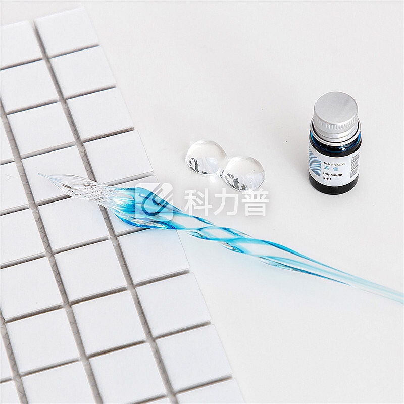 kinbor玻璃笔蘸水笔文具套装(配5ml染料墨水/笔架) 蓝DTB90247