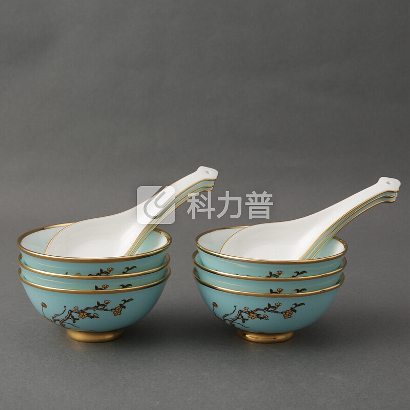 国瓷永丰源 auratic 夫人瓷陶瓷餐具套装12头手工金边家用饭碗100mm小汤碗汤勺组合套装