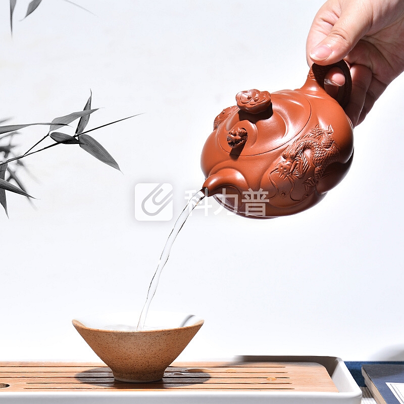 吉羊 jiyang 吉羊 宜兴紫砂壶纯全手工茶壶名家茶具泡茶壶 原矿朱泥鱼化龙壶260ml