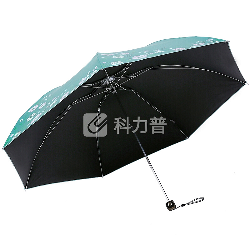 天堂 天堂伞 雪月风花黒涤彩胶三折铅笔伞太阳伞晴雨伞307E浅湖绿