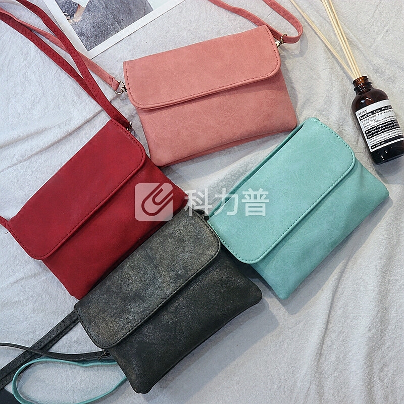 新品新款潮流手机包女包斜挎包磨砂韩版小方包单肩包迷你小包包零钱包 粉红色 2812