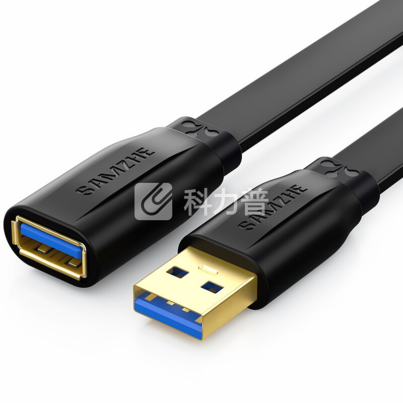 山泽(SAMZHE)USB延长线usb3.0高速传输数据线 公对母 AM/AF U盘鼠标键盘加长线 扁平黑色2米AP-320