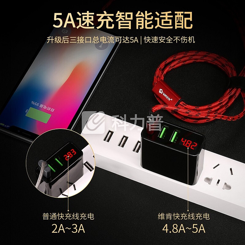 维肯 三合一数据线 苹果iphone安卓type-c手机充电线一拖三华为三星小米平板车载三头通用 【苹果/Type-c/安卓】幸运红2米限量款