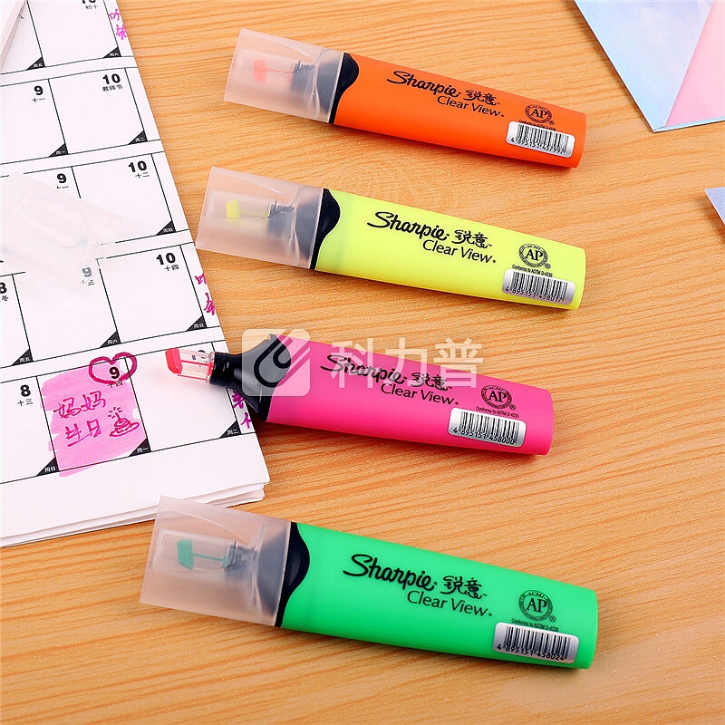 锐意(Sharpie)荧光笔/记号笔 透明式笔头 橙色12支装美国进口办公学生用彩色重点标记笔