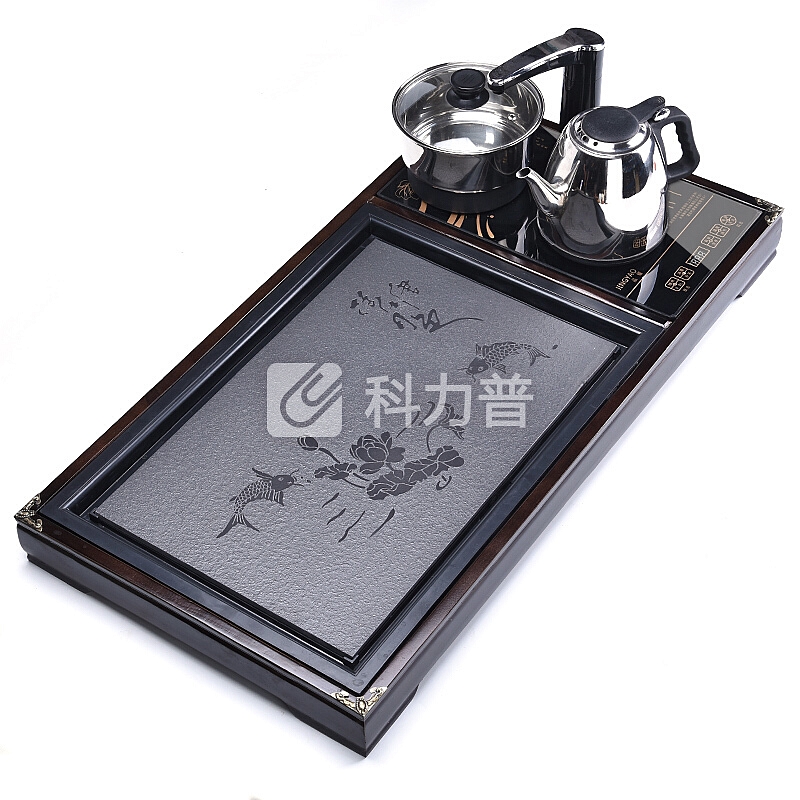 豪峰整套功夫陶瓷茶具套装家用实木茶盘茶海茶台配自动上水四合一电磁炉套装【山水有情+哥窑龙腾+电器】
