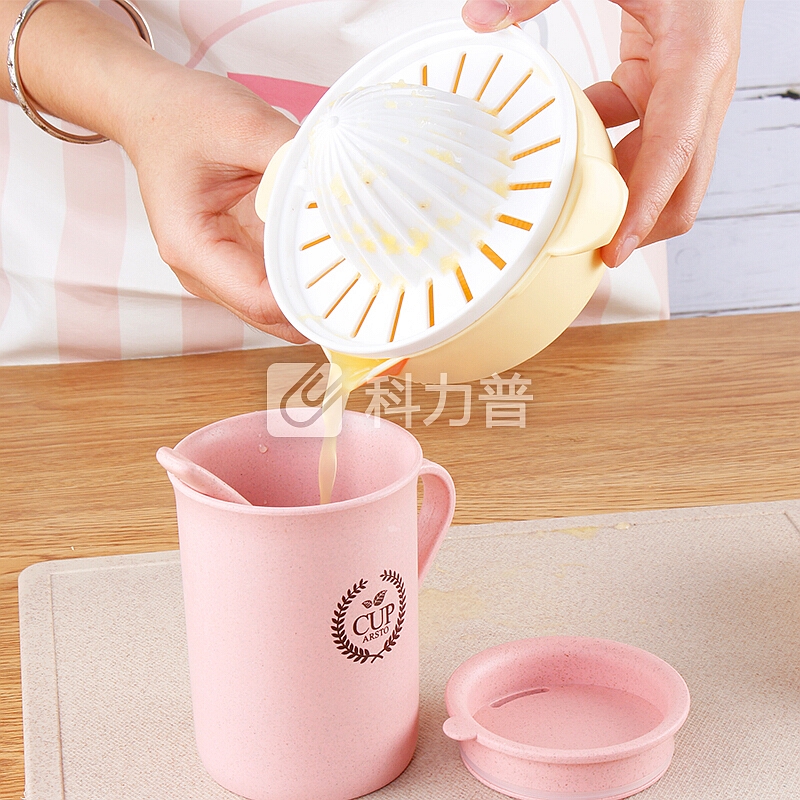 爱思得(Arsto)手动榨汁机婴儿辅食研磨器多功能柠檬橙汁榨汁杯6件套装